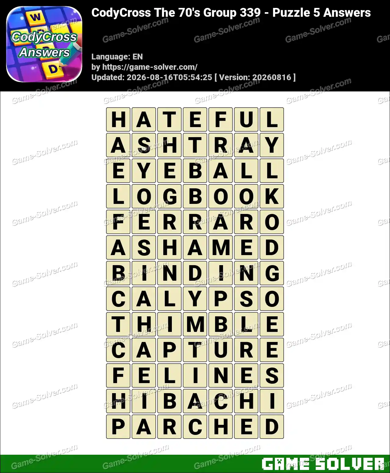 CodyCross The 70’s Group 339 – Puzzle 5 Answers